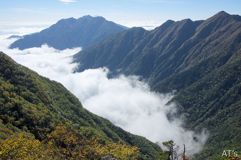 駒津峰北東稜線から見た鳳凰三山、早川尾根